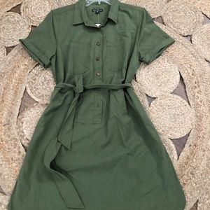 J. Crew Mercantile Olive Green Utility Dress Size 12 NWT